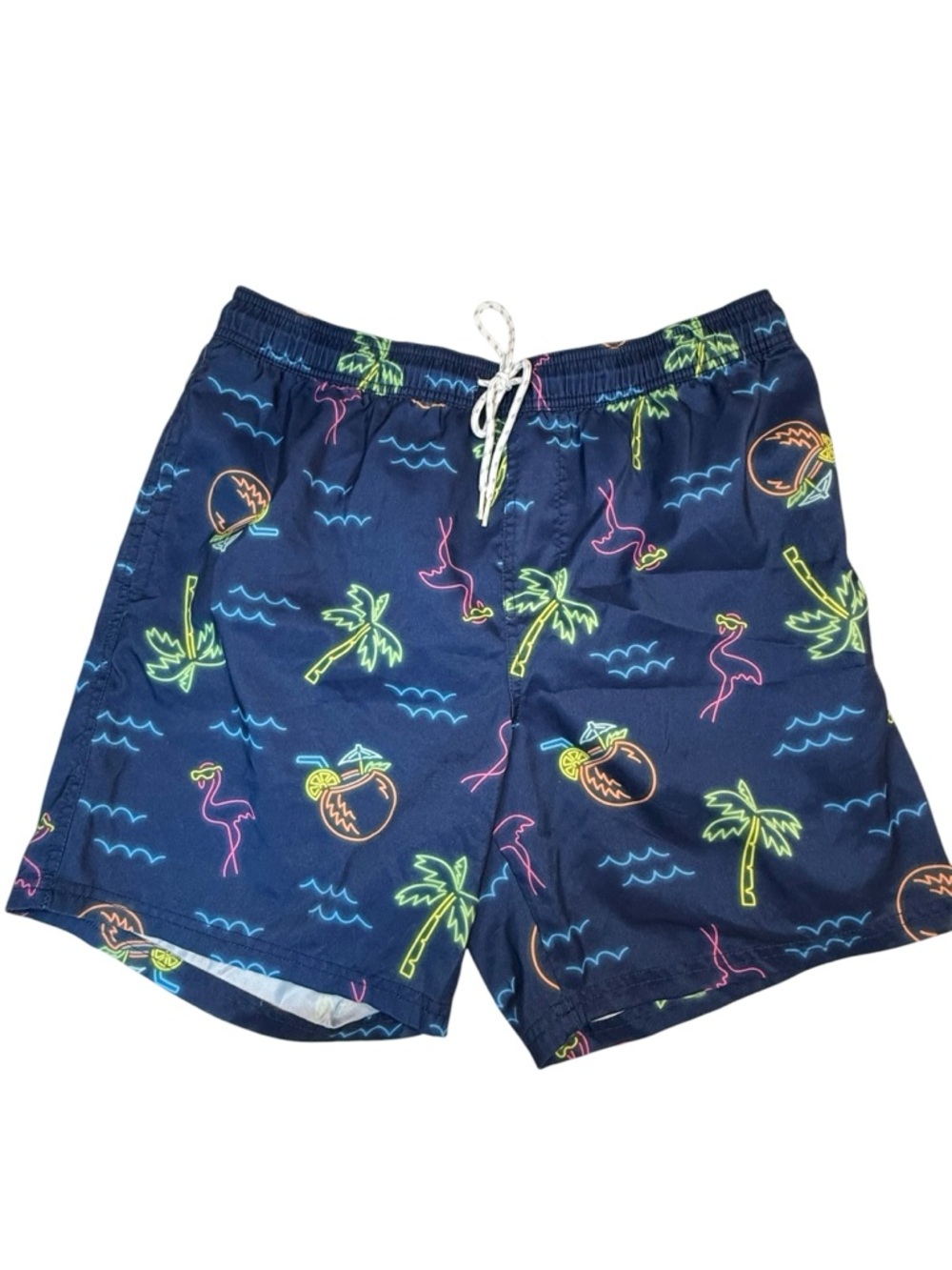 Goodfellow & Co Navy Neon Tropical Swim Trunks Men’s size L